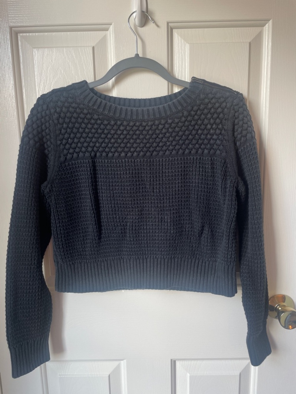Banana Republic 100% Cotton Black Textured Crewneck Sweater